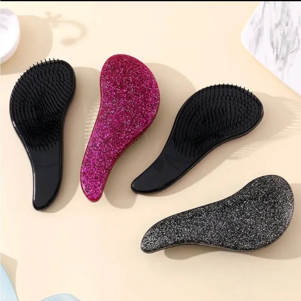 Glitter Handle Tangle Comb Shower HairBrush Detangler Salon Styling Tamer Tool